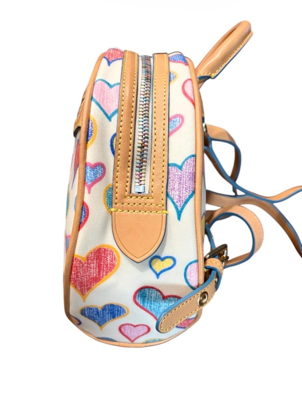 DOONEY & BOURKE VINTAGE Y2K MULTICOLOR SCRIBBLE HEARTS CIRCLE BACKPACK - Picture 3 of 9